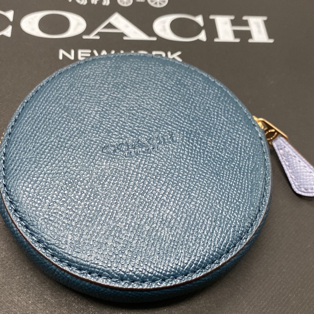 Coach Beach Vacation View Sunset Circle Coin Case Leather Wallet Purse Postcard - Picture 4 of 4
